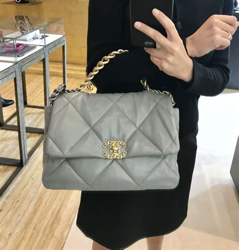 chanel 19 large grey|chanel 19 small size.